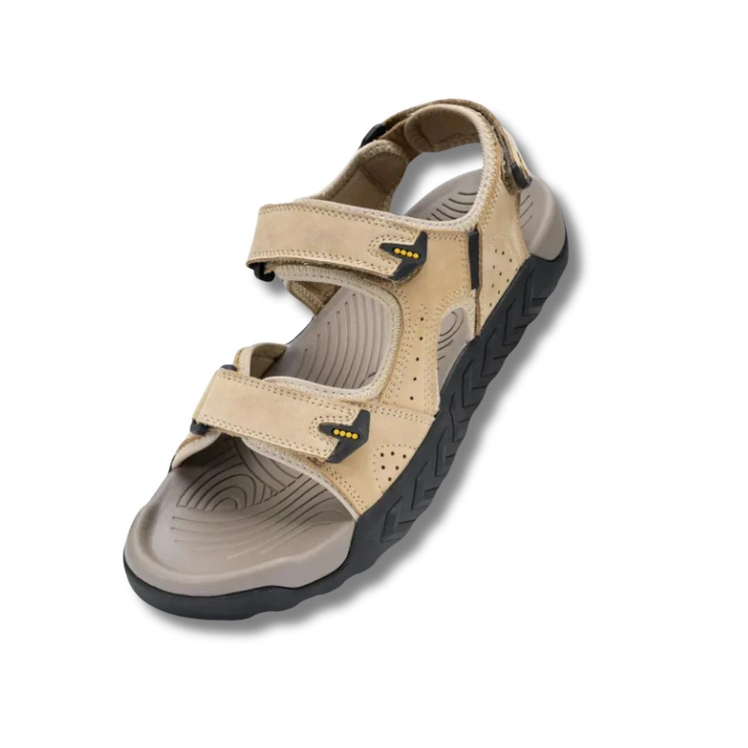 Skórzane Sandały Męskie z Szerokim Krojem