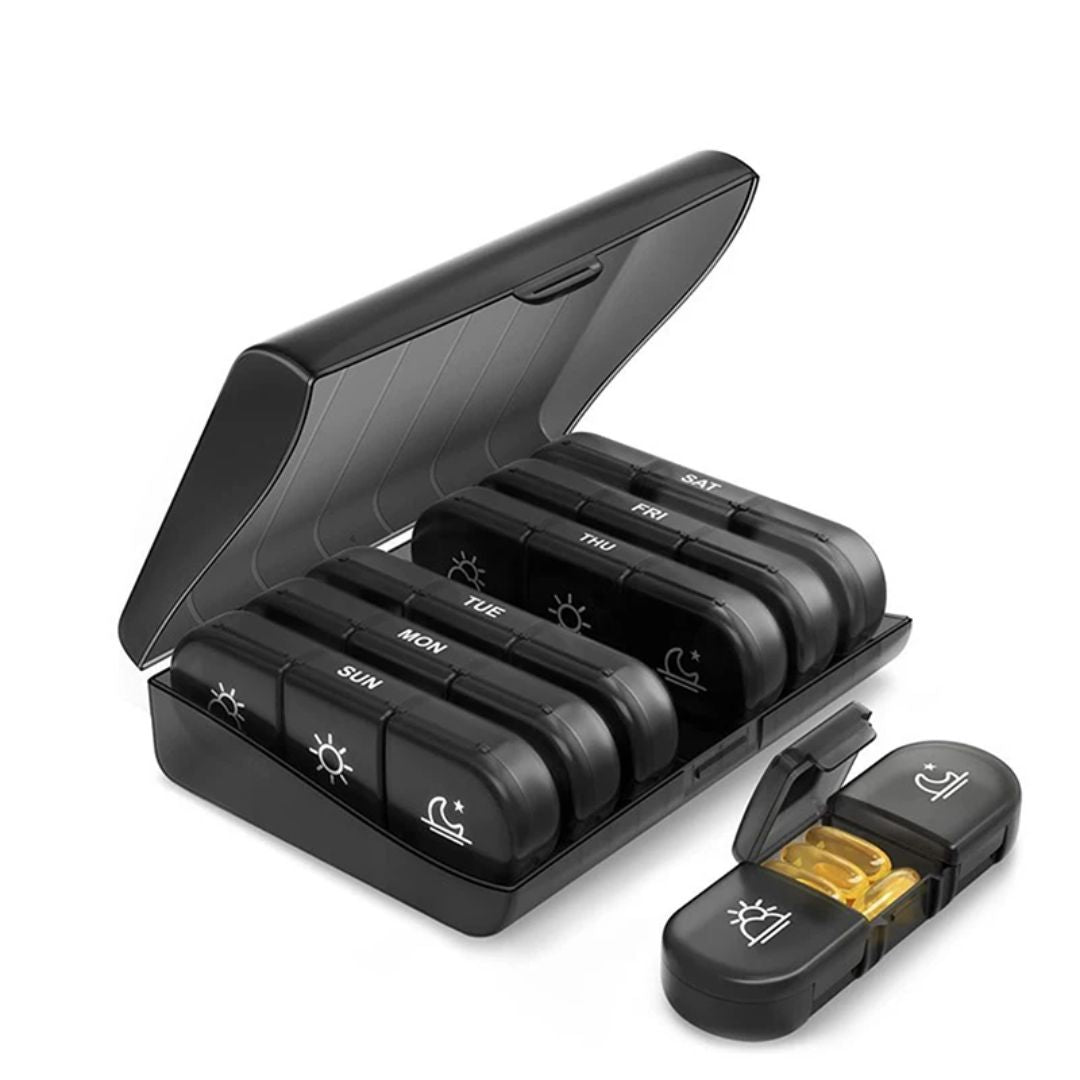 3x7‑dagars pillerbox – BPA‑fri, stora fack